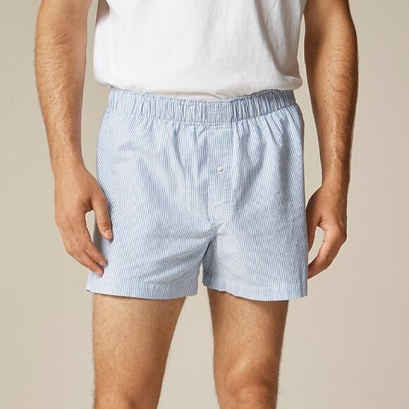 J.Crew Boxer Short Mens M University Stripe Rain Broken-in Organic Cotton Oxford - Picture 1 of 7